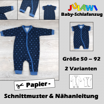 JULAWI Baby-Schlafanzug Papierschnittmusster Gr50-92